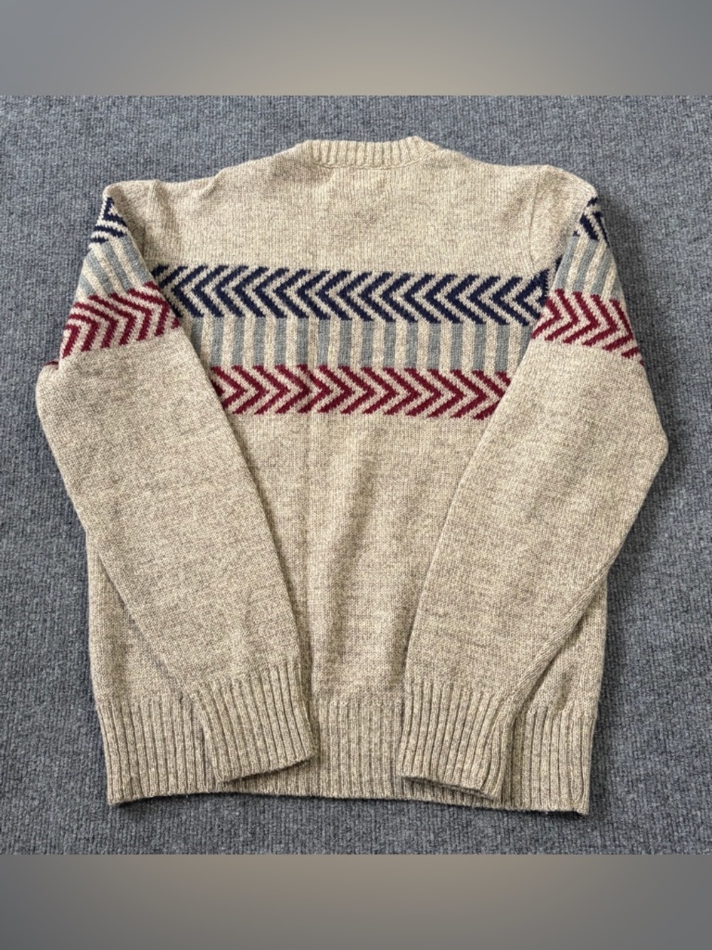 Vintage Environmental Clothing Co Wool Sweater USA Chevron Knit Beige Men’s M - Picture 8 of 8